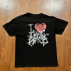 Curse x KryptoBlack Graphic T-Shirt with Red Heart Design